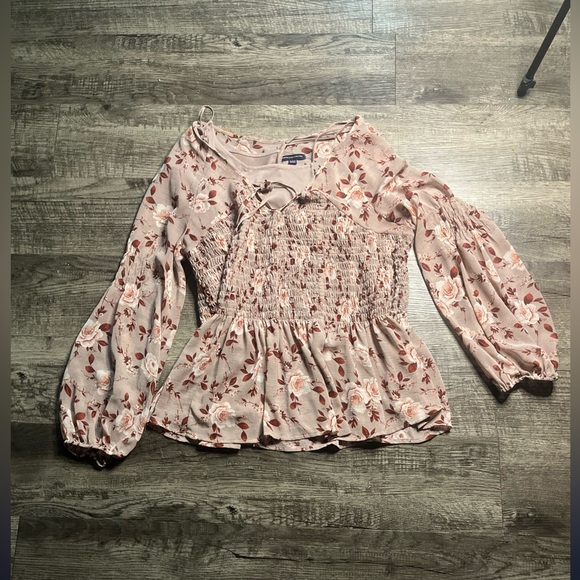 American Eagle Outfitters Floral Blouse - Pink and White - Picture 3 of 4